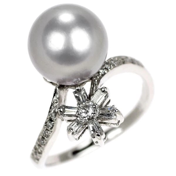 K18WG BLACK PEARL DIAMOND RING: K18WG Black Pearl Diamond Ring Brand: None Type/Style: Ring Material: K18WG, Main Stone Black Pearl\Natural Color: WG Size: Accessories: None Accessories Notice: When purchasing pre-owned goods,