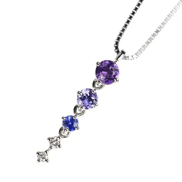 TASAKI PEARL K18WG AMETHYST TANZANITE SAPPHIRE DIAMOND PENDANT NECKLACE: Tasaki Pearl K18WG Amethyst Tanzanite Sapphire Diamond Pendant Necklace Brand: Tasaki Pearl Type/Style: pendant necklace Material: K18WG, Main Stone Natural/Amethyst /Tanzanite /Sapphire Color: WG Siz