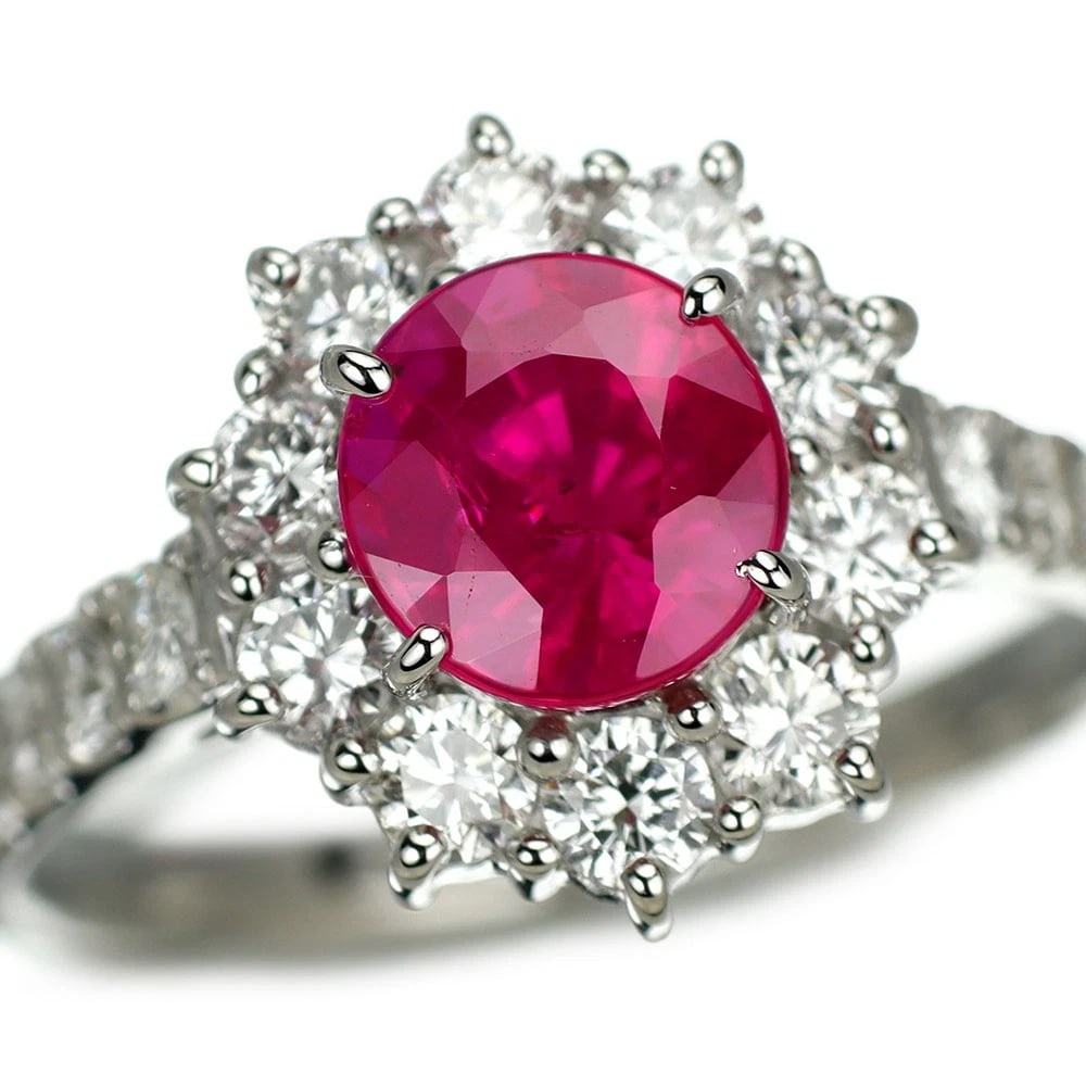 PT900 MYANMAR/BURMESE RUBY DIAMOND RING: Pt900 Myanmar/Burmese Ruby Diamond Ring Brand: None Type/Style: Ring Material: Pt900, Main Stone Ruby/Natural Color: None Size: Accessories: None Accessories Notice: When purchasing pre-ow