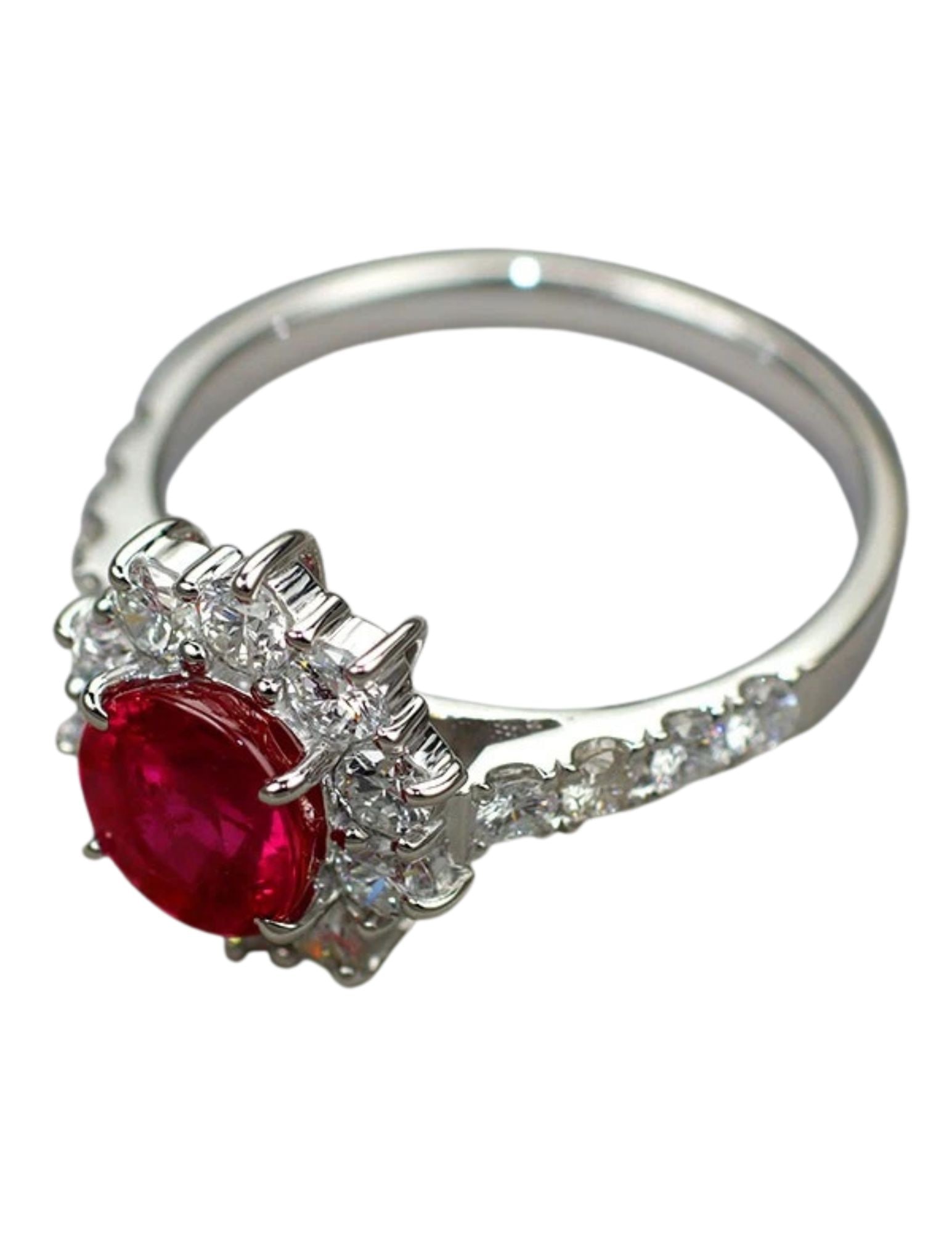 PT900 MYANMAR/BURMESE RUBY DIAMOND RING - 2
