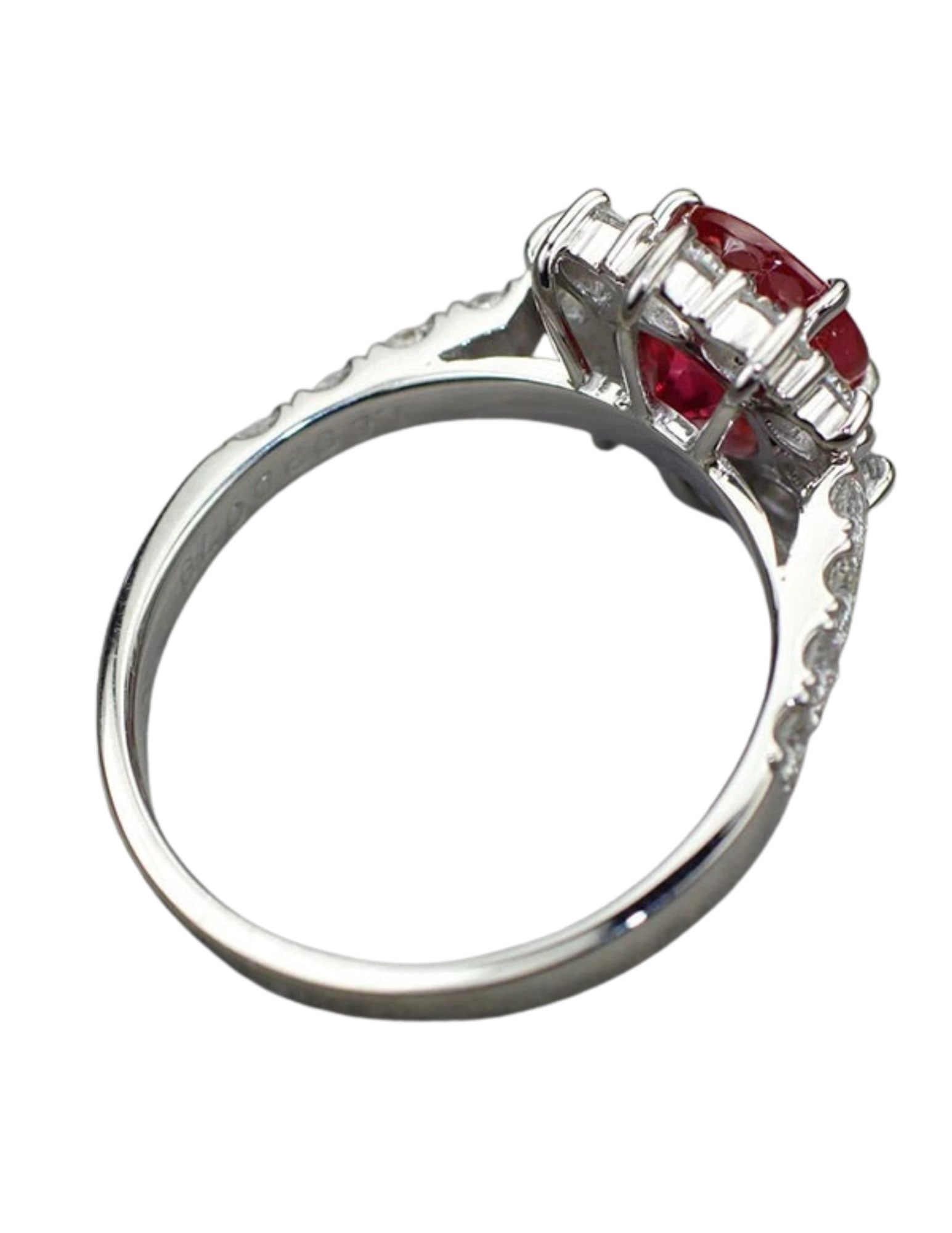 PT900 MYANMAR/BURMESE RUBY DIAMOND RING - 3