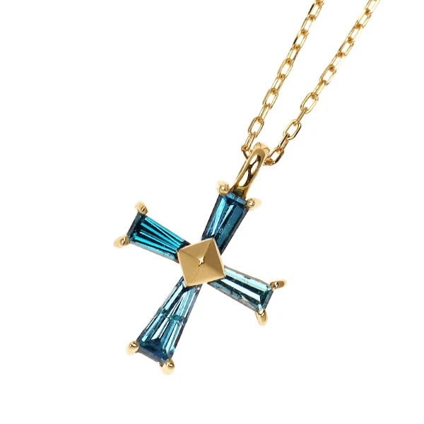 K18YG TREAT BLUE DIAMOND PENDANT NECKLACE: K18YG Treat Blue Diamond Pendant Necklace Brand: None Type/Style: pendant necklace Material: K18YG, Main Stone Natural Color: YG Size: Chain Length: ~45 Accessories: None Accessories Notic