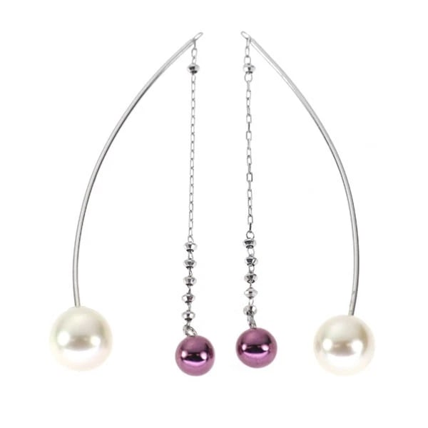 SHIRIN 18K PURPLE GOLD/ K18WG AKOYA PEARL AMERICAN EARRINGS (1 of 2)