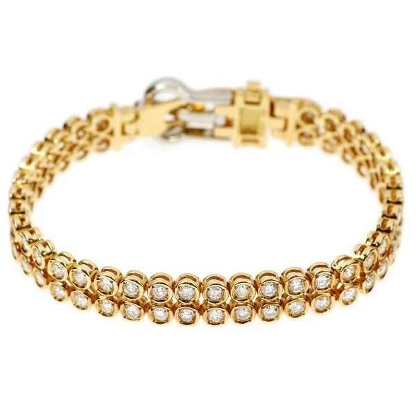 K18YG/PT850 DIAMOND BRACELET: k18yg/pt850 diamond bracelet Brand: None Type/Style: bracelets Material: K18YG/Pt850, Main Stone Natural Color: YG/Pt Size: 6.75 - 7 US Accessories: None Accessories Notice: When purchasin