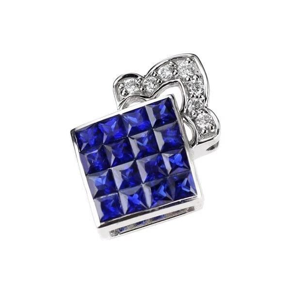 LES ESSENTIALS K18WG SAPPHIRE DIAMOND PENDANT: Les Essentials K18WG Sapphire Diamond Pendant Brand: Les essentials Type/Style: pendant top Material: K18WG, Main Stone Sapphire Color: WG Size: Length/Width/Diameter 14.6 Accessories: None