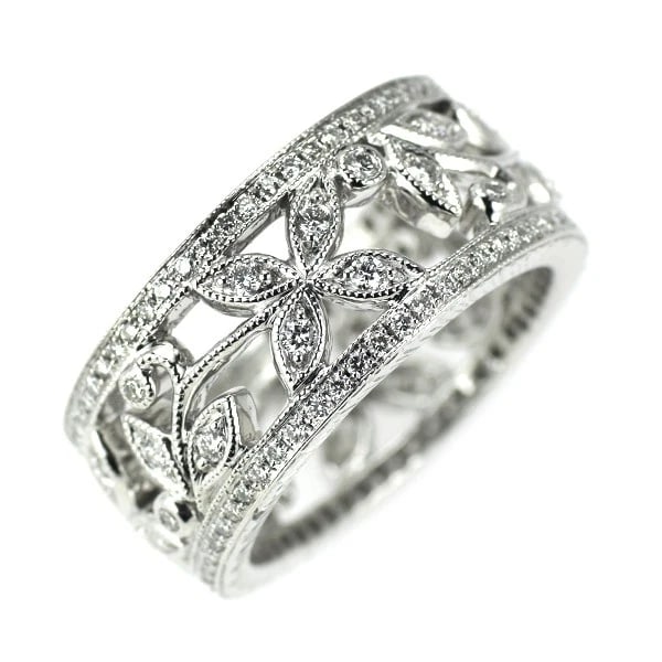 K18WG 0.80CT PLANT FLOWER DIAMOND RING: K18WG 0.80ct Plant Flower Diamond Ring Brand: None Type/Style: Ring Material: K18WG, Main Stone Natural Color: WG Size: 5.5 - 5.75 US Accessories: None Accessories Notice: When purchasing pre-owned