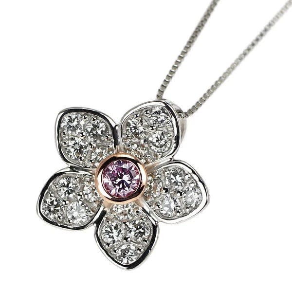 PT900/K18PG/ PT850 NATURAL PINK DIAMOND PENDANT NECKLACE: PT900/K18PG/ Pt850 Natural Pink Diamond Pendant Necklace Brand: None Type/Style: pendant necklace Material: PT900/K18PG/ Pt850, Main Stone Natural Pink\Natural Color: None\PG Size: Chain Length 45