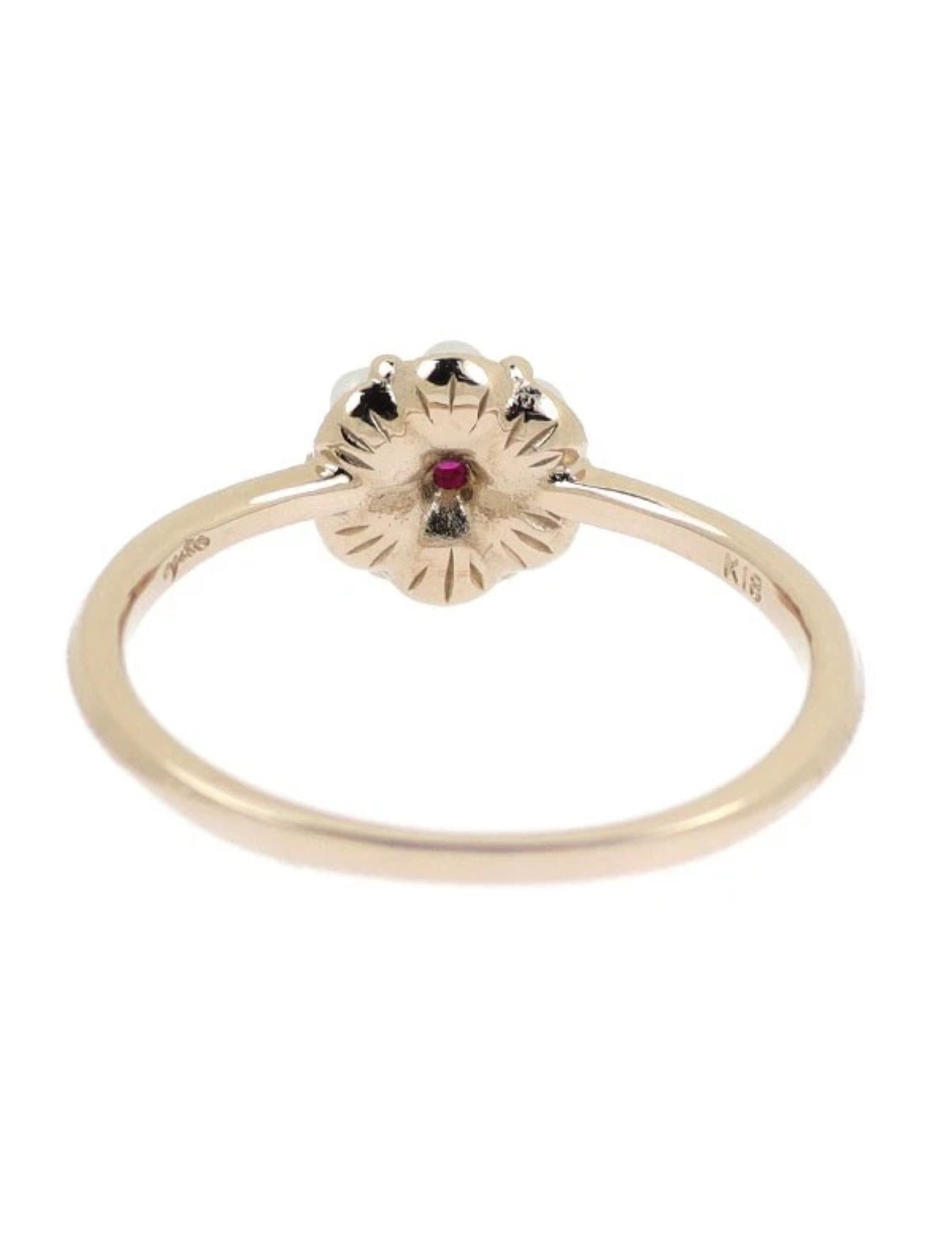 AGATE K18PG BABY PEARL RUBY RING - 2