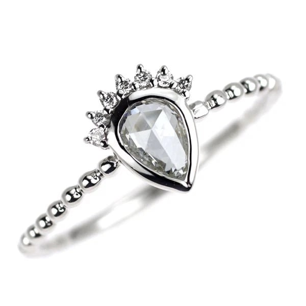 PT900 ROSE CUT DIAMOND RING: Pt900 rose cut diamond ring Brand: None Type/Style: Ring Material: Pt900, Main Stone Natural Color: None Size: 5.5 - 5.75 US Accessories: None Accessories Notice: When purchasing pre-owned