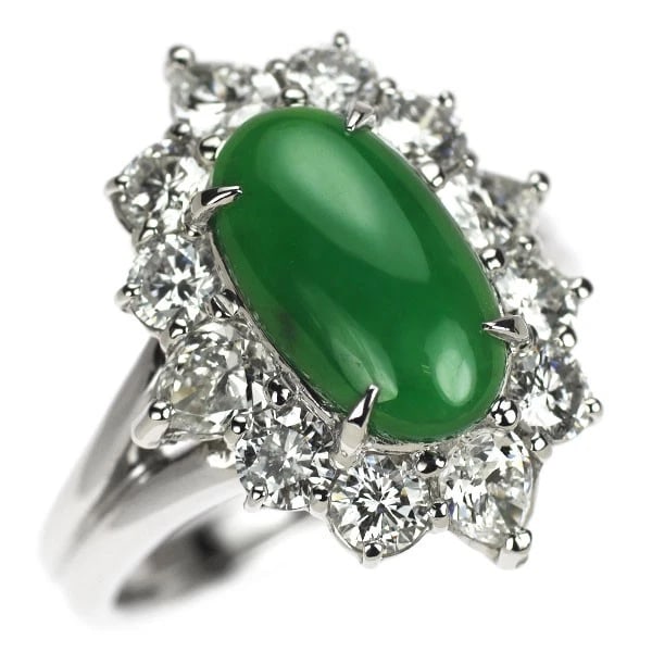 PT900 JADE DIAMOND RING (1 of 3)
