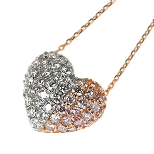K18WG/PG NATURAL PINK/COLORLESS DIAMOND PENDANT NECKLACE: K18WG/PG natural pink/colorless diamond pendant necklace Brand: None Type/Style: pendant necklace Material: K18WG /K18PG, Main Stone Natural Color: WG/PG Size: Chain Length: ~45 Accessories: None