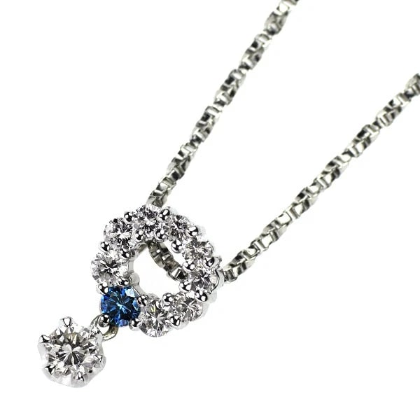 PT900/ PT850 TREAT BLUE DIAMOND PENDANT NECKLACE: Pt900/ Pt850 Treat Blue Diamond Pendant Necklace Brand: None Type/Style: pendant necklace Material: Pt900/ Pt850, Main Stone Treat Blue\Natural Color: None Size: Chain Length 46.5 Accessories: None