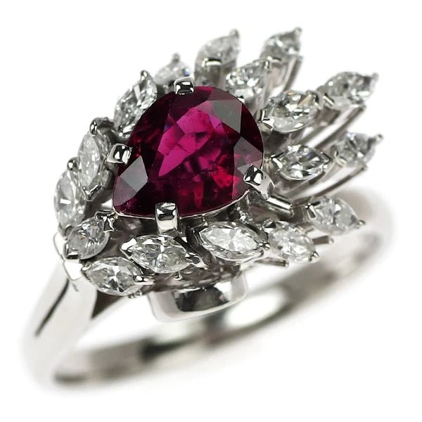 PT900 THAI UNHEATED RUBY DIAMOND RING: Pt900 Thai Unheated Ruby Diamond Ring Brand: None Type/Style: Ring Material: Pt900, Main Stone Unheated Ruby\Natural Color: None Size: Accessories: None Accessories Notice: When purchasing
