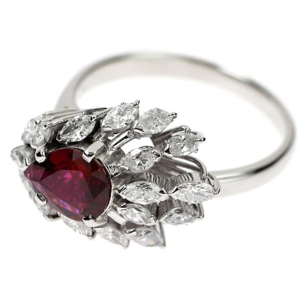 PT900 THAI UNHEATED RUBY DIAMOND RING - 2
