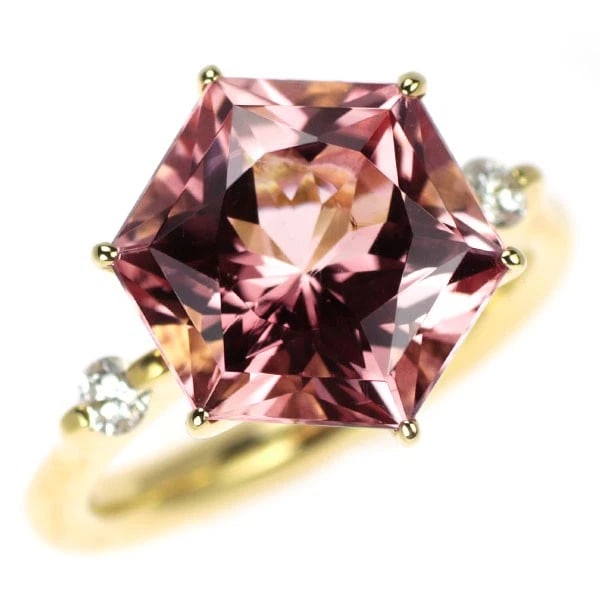 K18YG PINK TOURMALINE DIAMOND RING: K18YG Pink Tourmaline Diamond Ring Brand: None Type/Style: Ring Material: K18YG, Main Stone Natural Color: YG Size: 7.25 US Accessories: None Accessories Notice: When purchasing pre-owned goods,