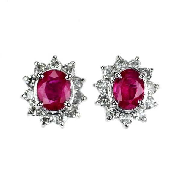 PT900 RUBY DIAMOND EARRING: Pt900 ruby diamond earring Brand: None Type/Style: piercing Material: PT900, Main Stone Ruby Color: Pt Size: Length/Width/Diameter 8.2 Accessories: None Accessories Notice: When purchasing pre-owned