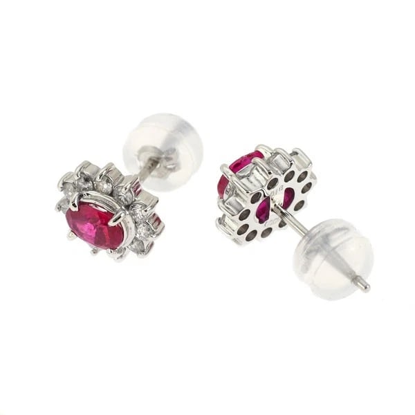 PT900 RUBY DIAMOND EARRING - 2