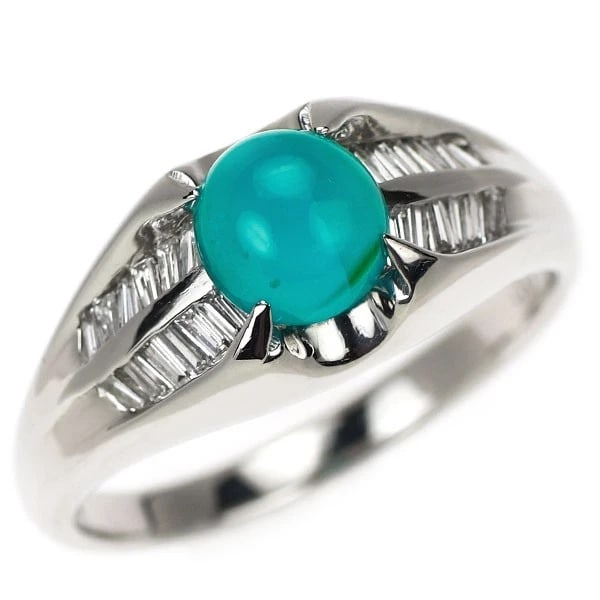 PT900 BLUE OPAL DIAMOND RING: Pt900 blue opal diamond ring Brand: None Type/Style: Ring Material: PT900, Main Stone Natural/Blue opal Color: Pt Size: 8.75 US Accessories: None Accessories Notice: When purchasing pre-owned goods,