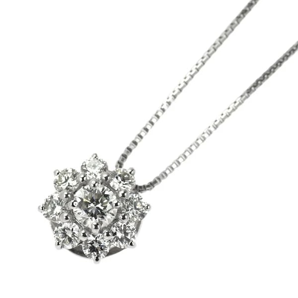 PT900/850 FLOWER DIAMOND PENDANT NECKLACE: Pt900/850 Flower Diamond Pendant Necklace Brand: None Type/Style: pendant necklace Material: Pt900, Main Stone Natural Color: None Size: Chain Length 40 Accessories: None Accessories Notice: When