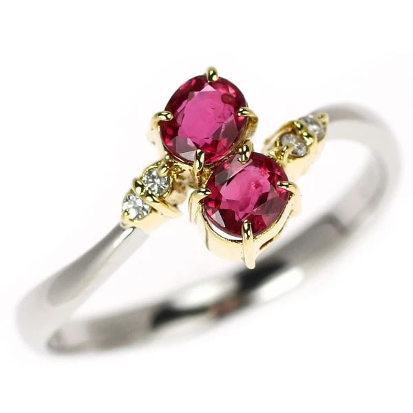 PT900/K18YG RUBY DIAMOND RING: PT900/K18YG ruby diamond ring Brand: None Type/Style: Ring Material: Pt900/K18YG, Main Stone Natural/Ruby Color: None Size: Accessories: None Accessories Notice: When purchasing pre-owned goods,