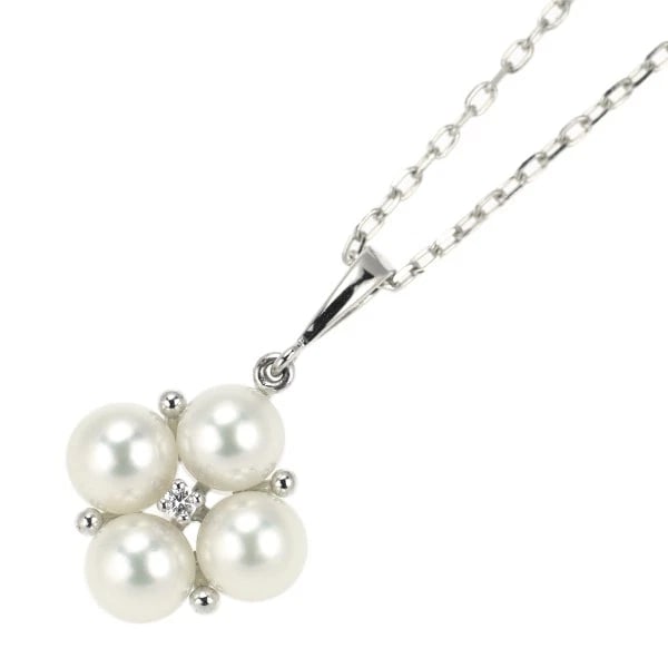 MIKIMOTO K18WG AKOYA PEARL DIAMOND PENDANT NECKLACE: Mikimoto K18WG Akoya pearl diamond pendant necklace Brand: Mikimoto Type/Style: pendant necklace Material: K18WG, Main Stone Akoya Pearl Color: WG Size: Chain Length 40 Accessories: None A