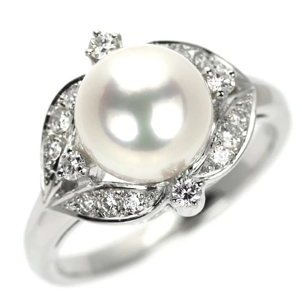 MIKIMOTO PT900 AKOYA PEARL DIAMOND RING: Mikimoto Pt900 Akoya Pearl Diamond Ring Brand: Mikimoto Type/Style: Ring Material: Pt900, Main Stone Natural Color: Pt Size: 5.5 - 5.75 US Accessories: None Accessories Notice: When purchasing