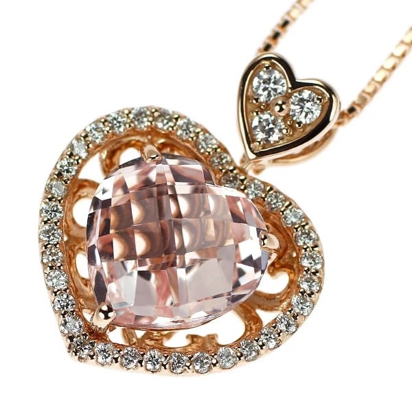 K18PG MORGANITE DIAMOND PENDANT NECKLACE: K18PG Morganite Diamond Pendant Necklace Brand: None Type/Style: pendant necklace Material: K18PG, Main Stone Natural Color: PG Size: Chain Length: ~45 Accessories: None Accessories Notice: When
