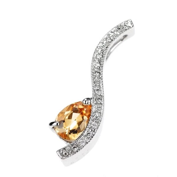 K18WG IMPERIAL TOPAZ DIAMOND PENDANT TOP: K18WG Imperial Topaz Diamond Pendant Top Brand: None Type/Style: pendant top Material: K18WG, Main Stone Topaz Color: WG Size: Length/Width/Diameter 24.6 Accessories: None Accessories Notice: When