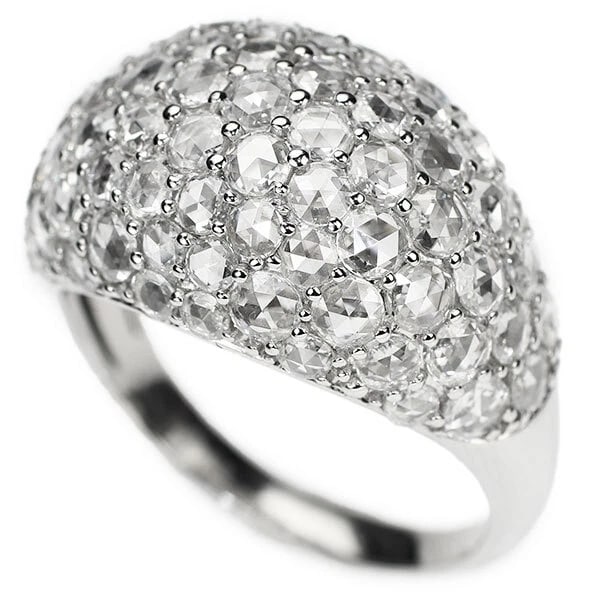 K18WG ROSE CUT DIAMOND RING HONEYCOMB SETTING PAVEPPING F: K18WG Rose Cut Diamond Ring Honeycomb Setting Pavepping f Brand: None Type/Style: Ring Material: K18WG, Main Stone Natural Color: WG Size: 6.25 - 6.5 US Accessories: None Accessories Notic