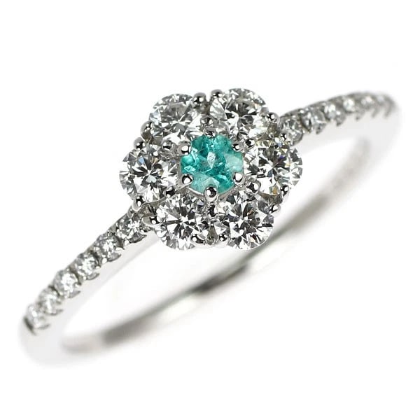 PT950 PARAIBA TOURMALINE DIAMOND RING: Pt950 Paraiba Tourmaline Diamond Ring Brand: None Type/Style: Ring Material: Pt950, Main Stone Paraiba Tourmaline\Natural Color: None Size: 4.5 US Accessories: None Accessories Notice: When