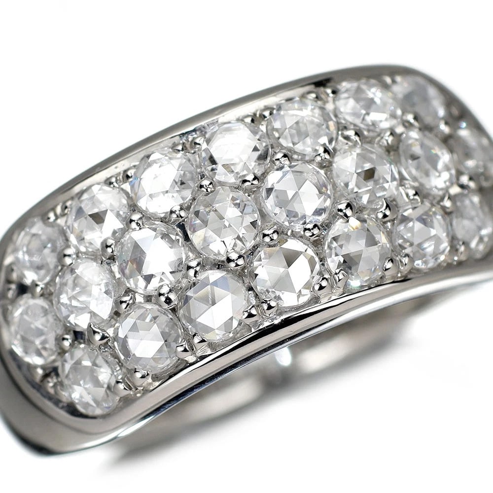 PT900 ROSE CUT DIAMOND RING: Pt900 rose cut diamond ring Brand: None Type/Style: Ring Material: Pt901, Main Stone Natural Color: Pt Size: 8.75 US Accessories: None Accessories Notice: When purchasing pre-owned goods, please