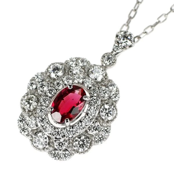 PT950/ PT850 UNHEATED PIGEON BLOOD RUBY DIAMOND PENDANT NECKLACE: Pt950/ Pt850 Unheated Pigeon Blood Ruby Diamond Pendant Necklace Brand: None Type/Style: pendant necklace Material: PT900, Main Stone Ruby Color: Pt Size: 6.25 - 6.5 US Accessories: None A