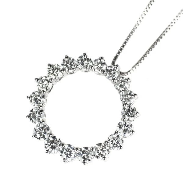 K18WG DIAMOND PENDANT NECKLACE: K18WG Diamond Pendant Necklace Brand: None Type/Style: pendant necklace Material: K18WG, Main Stone Natural Color: WG Size: Chain Length?45.5 Accessories: None Accessories Notice: When purchasing