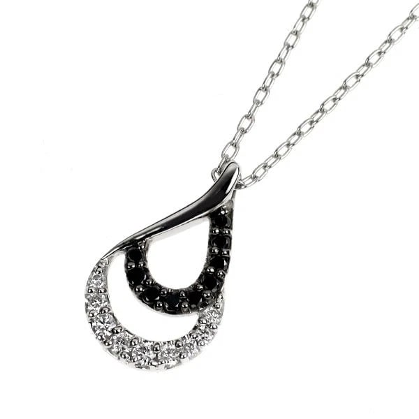 K18WG BLACK/COLORLESS DIAMOND PENDANT NECKLACE: K18WG BLACK/COLORLESS DIAMOND PENDANT NECKLACE Brand: None Type/Style: pendant necklace Material: K18WG, Main Stone COLORLESS\Natural Color: WG Size: Chain Length 40 cm Accessories: None Accessories