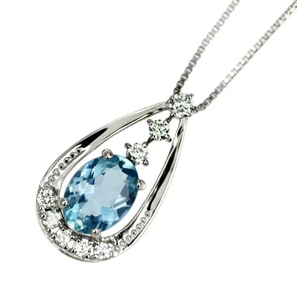 PT900/ PT850 SANTA MARIA AQUAMARINE DIAMOND PENDANT NECKLACE: Pt900/ Pt850 Santa Maria Aquamarine Diamond Pendant Necklace Brand: None Type/Style: pendant necklace Material: Pt900, Main Stone Santa Maria Aquamarine\Natural Color: None Size: Chain Length 45