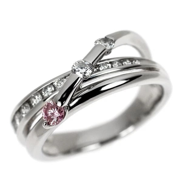 PT900 NATURAL PINK/COLORLESS DIAMOND RING: Pt900 Natural Pink/Colorless Diamond Ring Brand: None Type/Style: Ring Material: Pt900, Main Stone Natural Color: Pt Size: 6 US Accessories: None Accessories Notice: When purchasing pre-owned goods,
