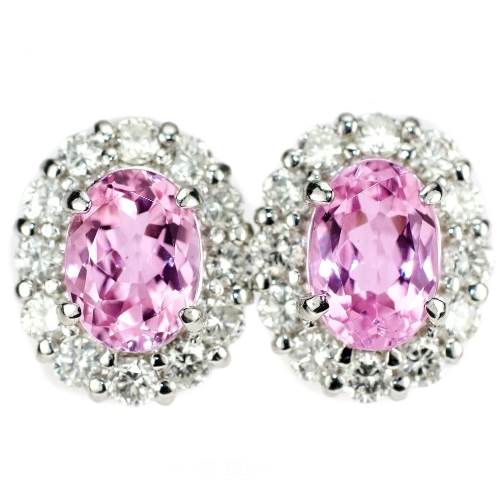 PT900 BRAZILIAN PINK IMPERIAL TOPAZ DIAMOND EARRINGS: Pt900 Brazilian Pink Imperial Topaz Diamond Earrings Brand: None Type/Style: piercing Material: Pt900, Main Stone Natural Color: Pt Size: Length/Width/Diameter 10.8 Accessories: None Acces