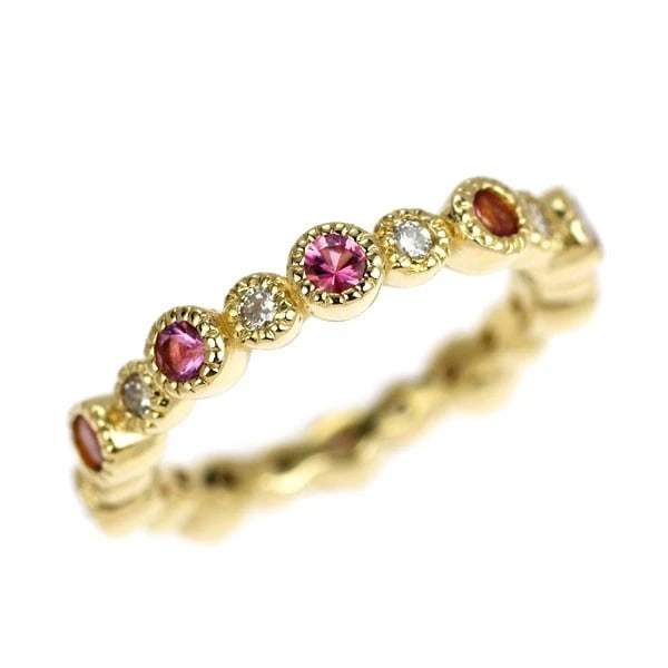 BENE BENE K18YG PINK TOURMALINE DIAMOND RING: Bene Bene K18YG pink tourmaline diamond ring Brand: None Type/Style: Ring Material: K18YG, Main Stone Tourmaline Color: YG Size: 1.75 US Accessories: None Accessories Notice: When purchasing