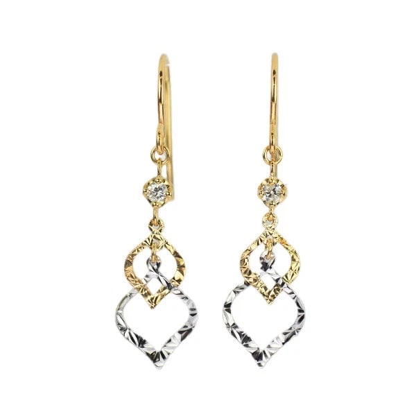 K18YG/WG DIAMOND EARRINGS: K18YG/WG Diamond Earrings Brand: None Type/Style: piercing Material: K18YG/WG, Main Stone Natural Color: YG/WG Size: Length/Width/Diameter 27.0 Accessories: None Accessories Notice: When purchasing