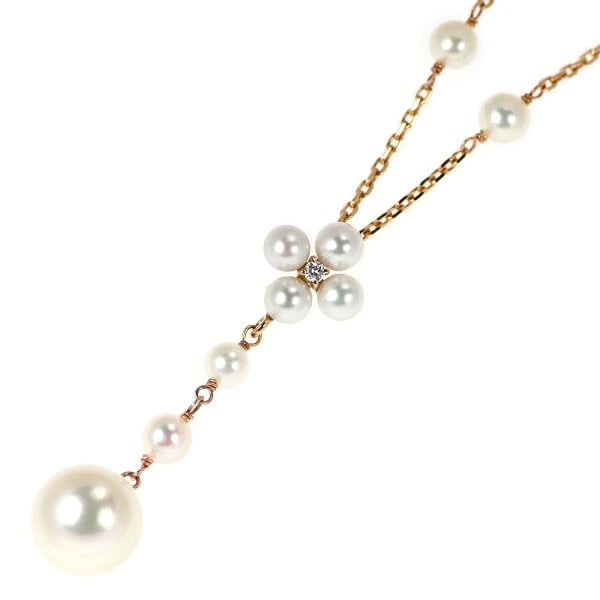 YOKO NATSUKI/LUCIOLA K18PG AKOYA PEARL DIAMOND PENDANT NECKLACE: Yoko Natsuki/Luciola K18PG Akoya Pearl Diamond Pendant Necklace Brand: None Type/Style: pendant necklace Material: K18PG, Main Stone Natural/ Akoya Pearl Color: PG Size: Accessories: None Accessories