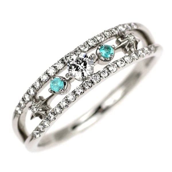 STAR JEWELRY PT950 DIAMOND PARAIBA TOURMALINE RING: Star Jewelry Pt950 Diamond Paraiba Tourmaline Ring Brand: star jewelry Type/Style: Ring Material: Pt950, Main Stone Natural Color: None Size: 5.25 US Accessories: None Accessories Notice: