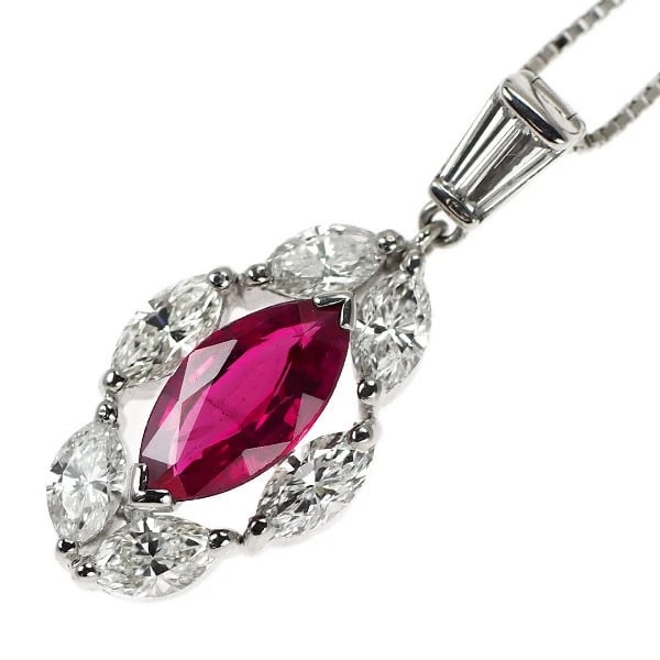K18WG THAI RUBY DIAMOND PENDANT NECKLACE (1 of 3)