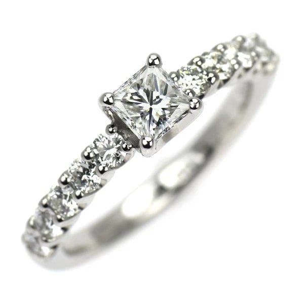 DIAMOND SHIRAISHI PT950 PRINCESS CUT DIAMOND RING: Diamond Shiraishi Pt950 princess cut diamond ring Brand: None Type/Style: Ring Material: Pt900, Main Stone Natural Color: Pt Size: 4.75 - 5 US Accessories: None Accessories Notice: When pu