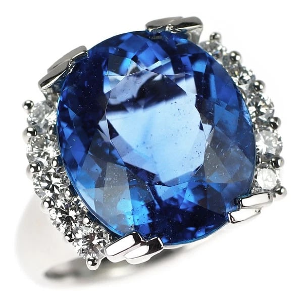 PT900 FLUORITE DIAMOND RING (1 of 2)