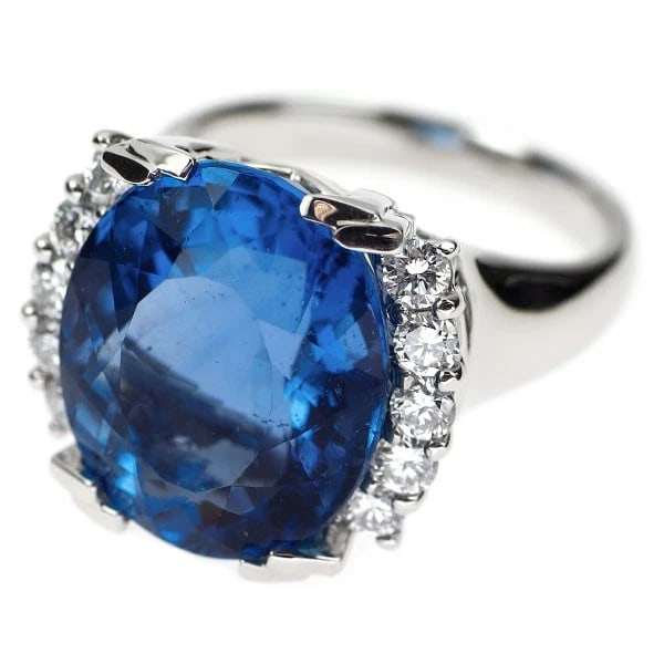 PT900 FLUORITE DIAMOND RING - 2