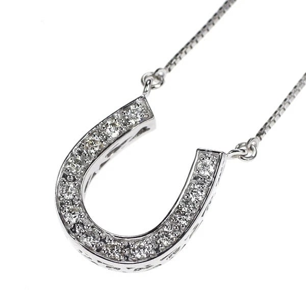 K18WG 0.26CT HORSE SHOE HORSESHOE DIAMOND PENDANT NECKLACE: K18WG 0.26ct Horse Shoe horseshoe diamond pendant necklace Brand: None Type/Style: pendant necklace Material: K18WG, Main Stone Natural Color: WG Size: Chain Length: 41 Accessories: None Accessories