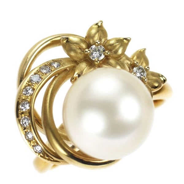 TASAKI PEARL K18YG WHITE PEARL DIAMOND RING: Tasaki Pearl K18YG White Pearl Diamond Ring Brand: Tasaki Pearl Type/Style: Ring Material: K18YG, Main Stone Pearl Color: YG Size: Accessories: None Accessories Notice: When purchasing pre-owned