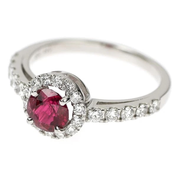PT950 PIGEON BLOOD RUBY DIAMOND RING - 2
