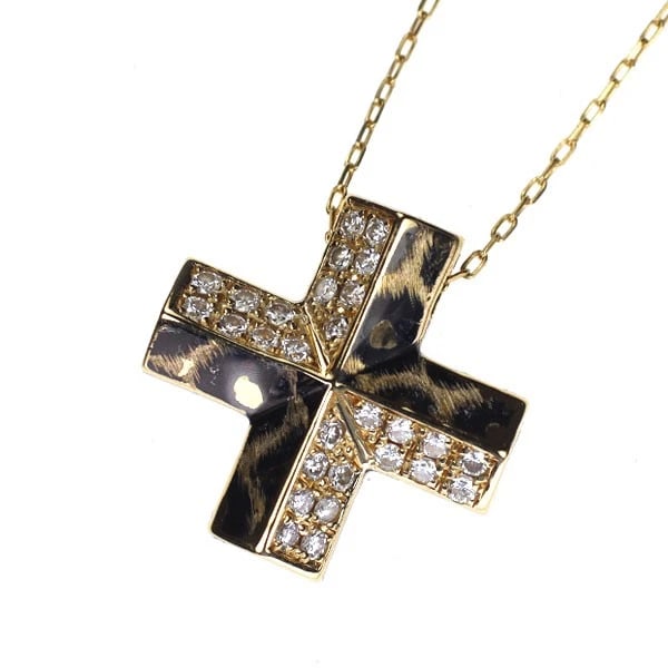 ENAMEL/K18YG DIAMOND PENDANT NECKLACE: Enamel/K18YG diamond pendant necklace Brand: None Type/Style: pendant necklace Material: K18YG, Main Stone Natural Color: YG Size: 6.25 - 6.5 US Accessories: None Accessories Notice: When