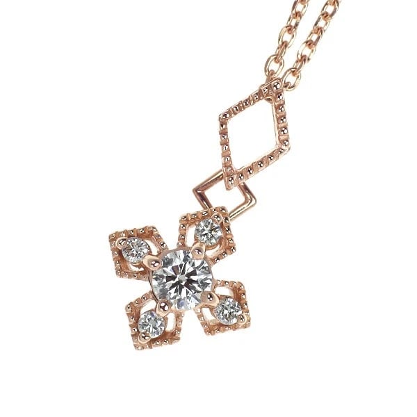 K10PG DIAMOND PENDANT NECKLACE: K10PG diamond pendant necklace Brand: None Type/Style: pendant necklace Material: K18PG, Main Stone Natural Color: PG Size: Accessories: None Accessories Notice: When purchasing pre-owned goods,